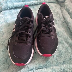 Under Armour Black and Red Athletic Shoes with Lace-Up Design